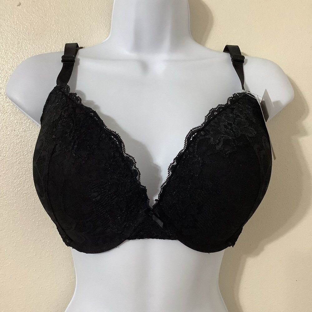 New with Tags Dellyo Black Lace Padded Bra 36DDD Gothic‎ Dark Romantic Feminine